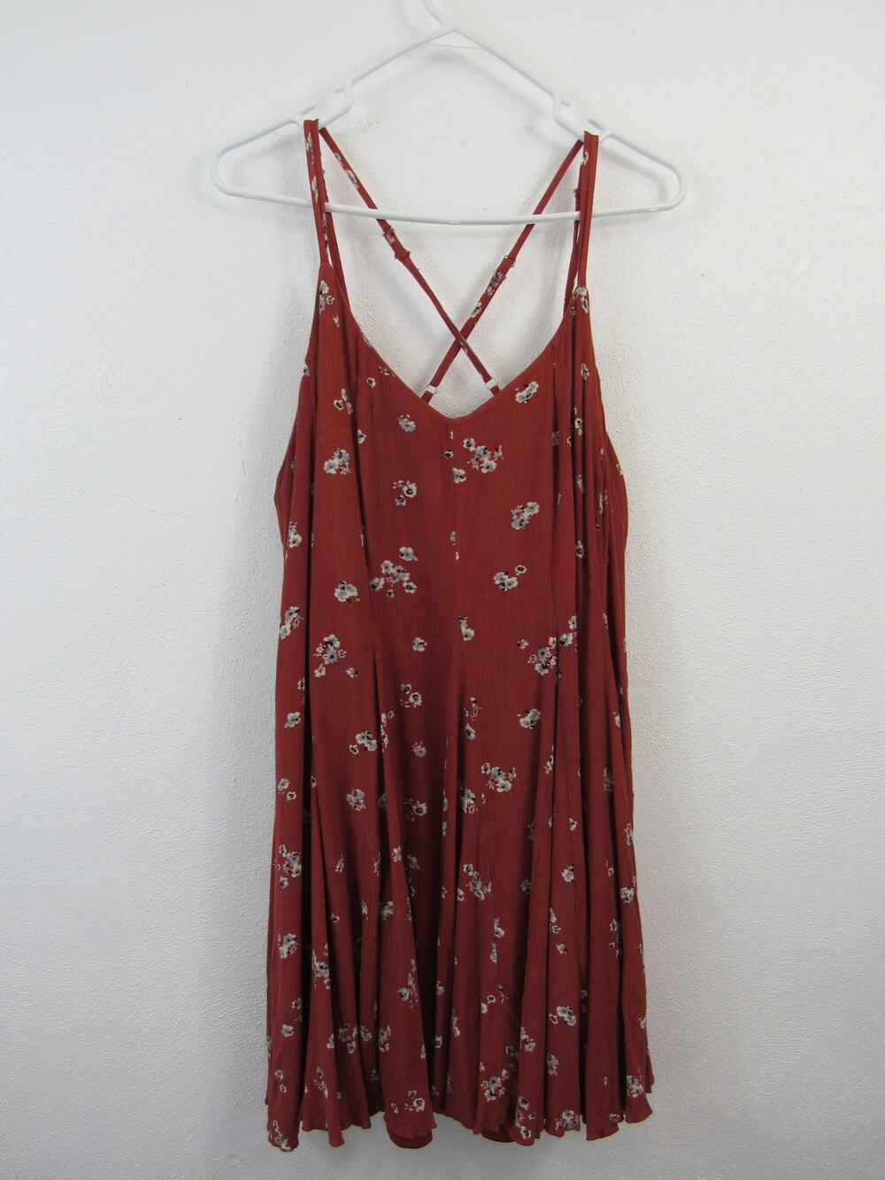Haute Fox 2X Spring Deep Rust Curvy Fit Floral Tunic Tank Top Plus Size